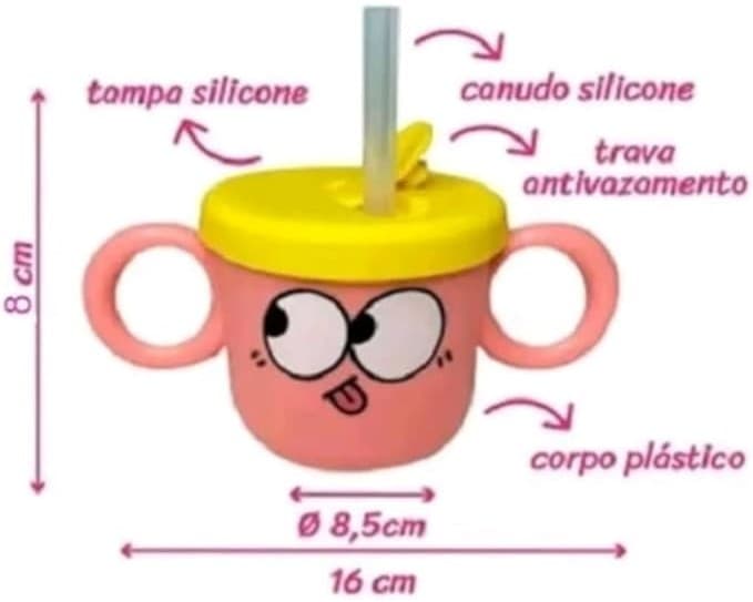 Copo Infantil 240ml com Canudo e Alça - Ideal para Bebês em Desenvolvimento