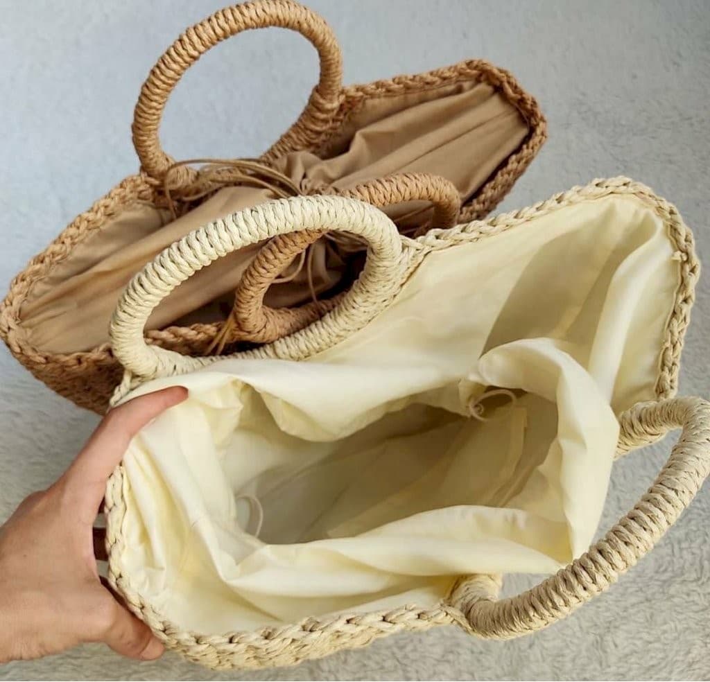 BOLSA DE PRAIA MEIA LUA G MARROM CLARO