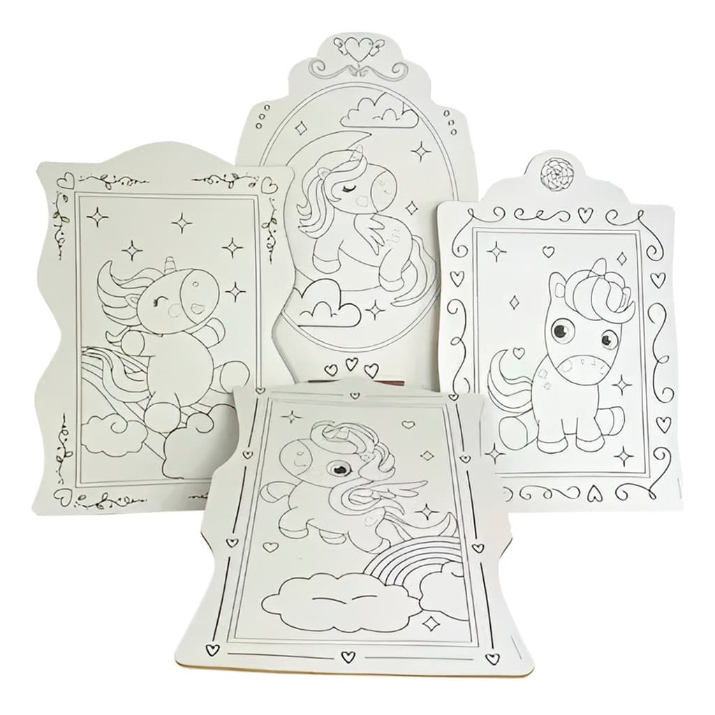 Brinquedo Kit de Pintura Infantil Cavalete Avental unicórnio