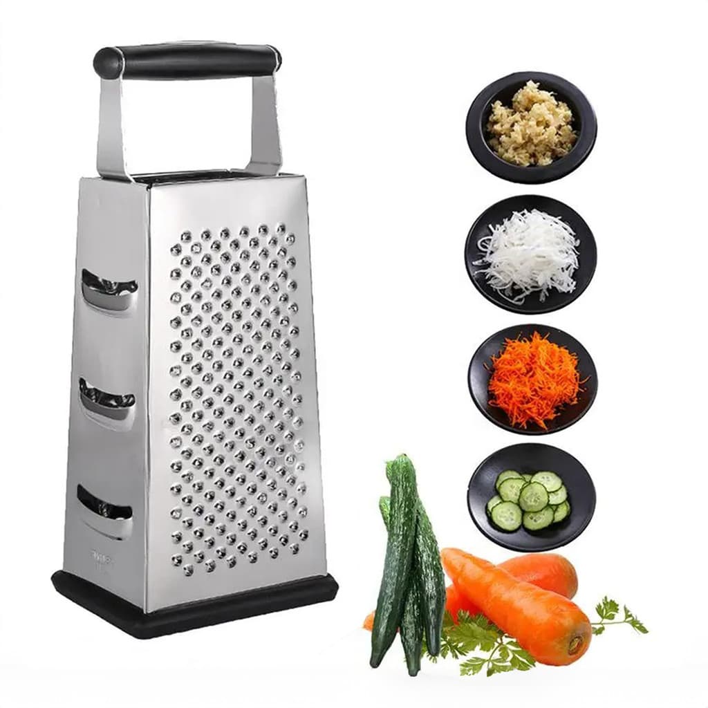 Ralador Fatiador Inox 4 em 1 C/ Alça Cozinha Legumes