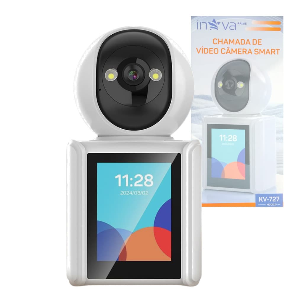 Câmera Babá Eletrônica Tela Full HD Chamada Vídeo 360 Wi-Fi Inova Prime Original Bivolt KV-727