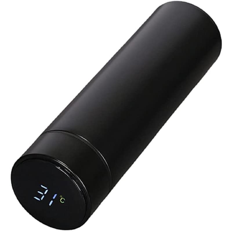 Garrafa LED Térmica Café, Água C/Sensor De Temperatura Preto
