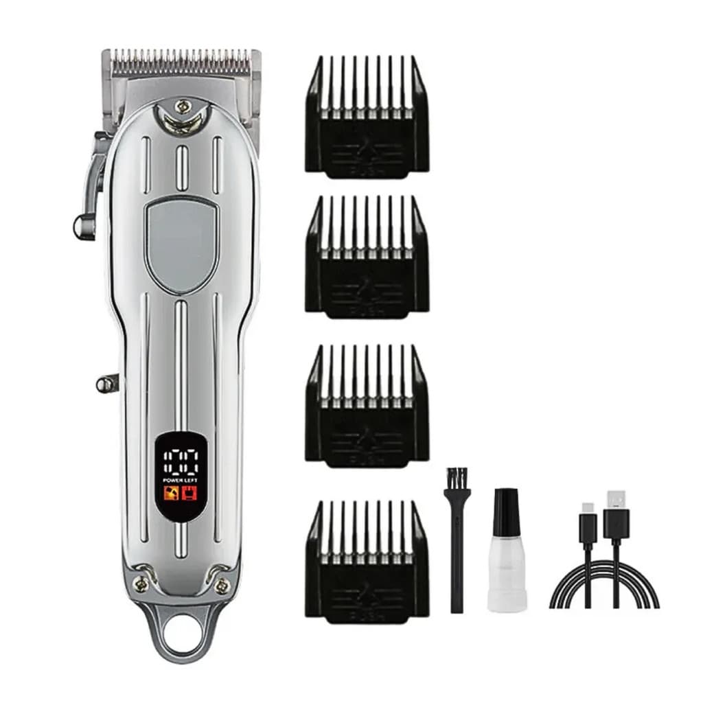 Maquina De Cortar Cabelo Profissional Visor Led Metalizada Bivolt T&Z TZ-162