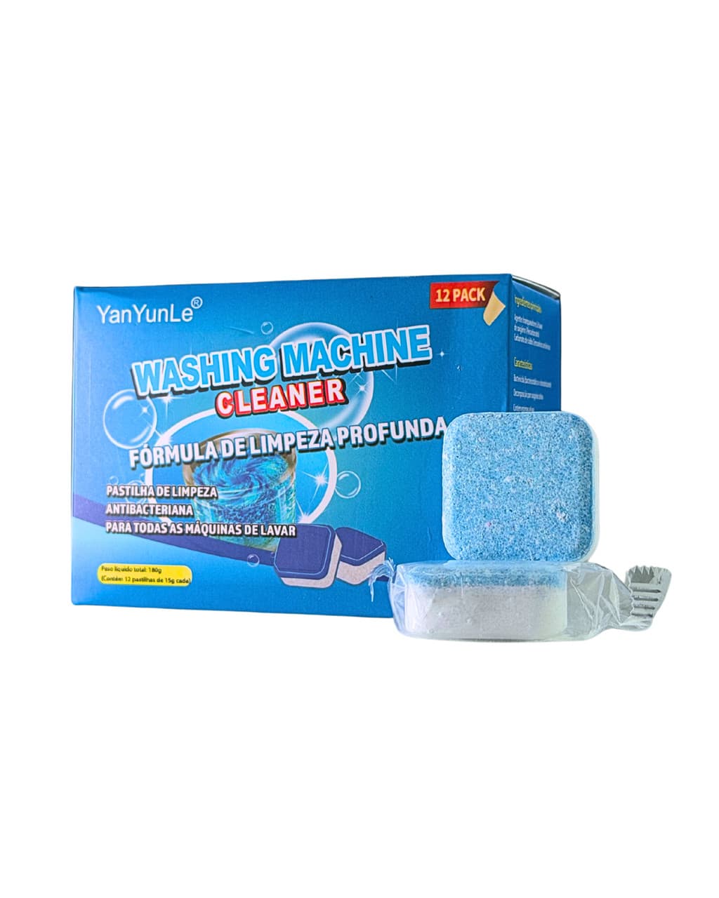 Kit 12 Pastilhas Limpeza Máquina Lava Roupas Louças Remove Resíduos Odor Higienizante