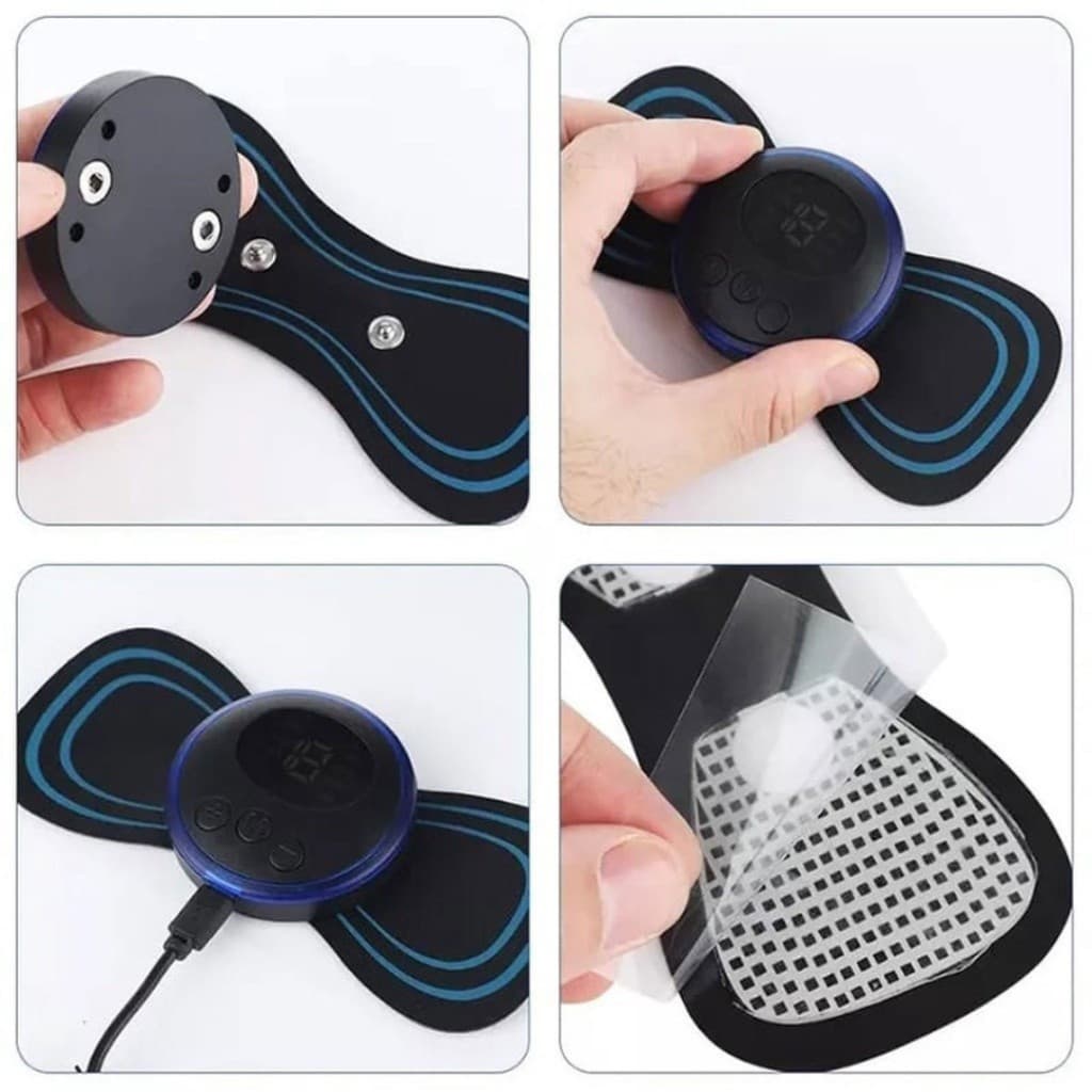 Mini Massageador Relaxante Muscular Portátil Elétrico Recarregável 8 Níveis Dores Pescoço Coluna
