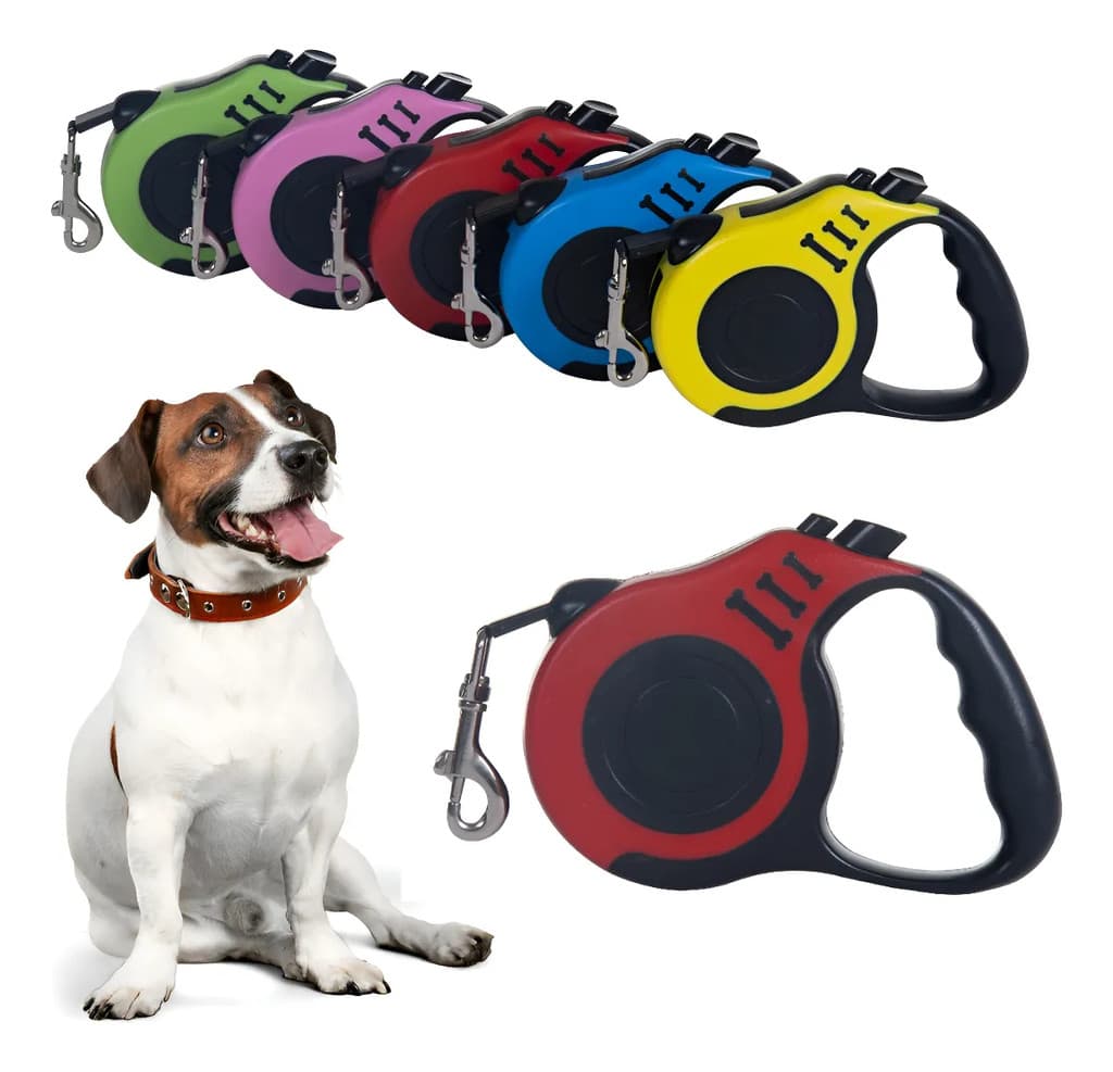 Coleira Guia Retrátil Pets Cachorro Cães Gatos Resistente