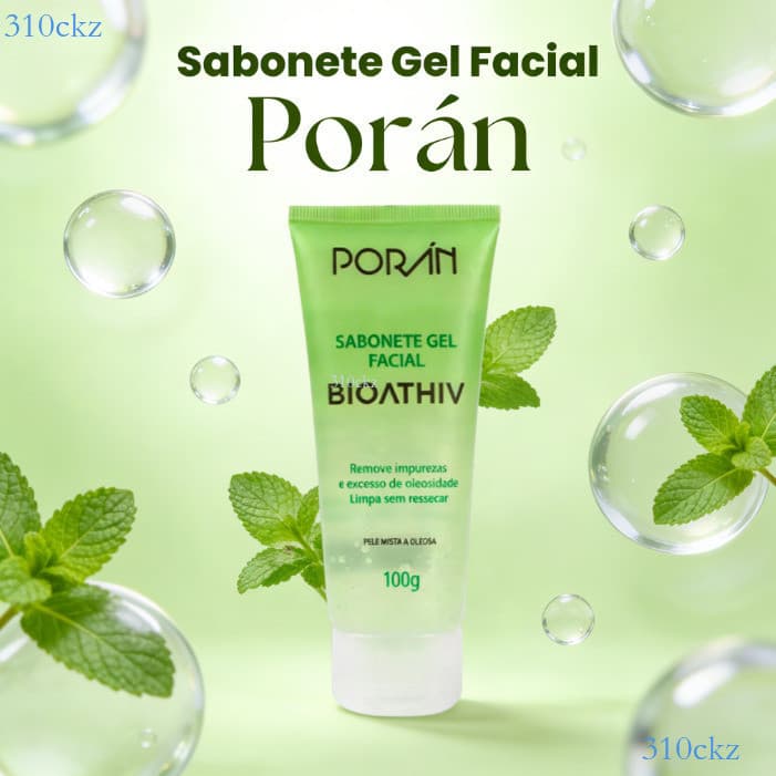 Sabonete Facial Limpeza Vegano Bioathiv - Gel de Limpeza para Pele Mista a Oleosa, 100g PR114 🎄310ckz