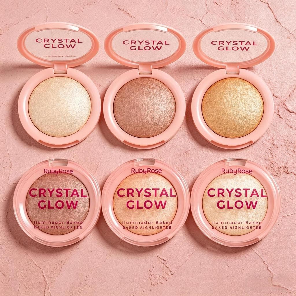 Iluminador Ruby Rose Baked Crystal Glow Cremoso - Série Rosa HB-M700
