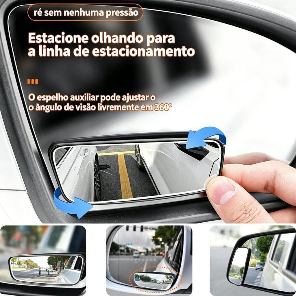 Espelho Auxiliar Ajustável, para Retrovisor de Carro, Universal, Ponto Cego 3R-059