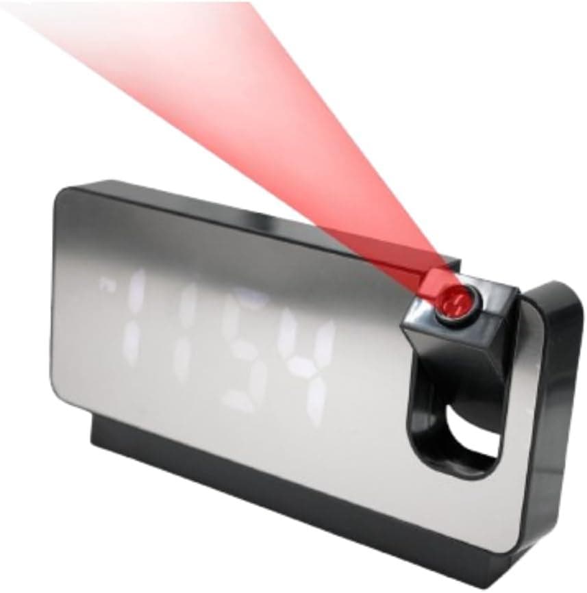 Relogio Despertador de Mesa com Visor Espelhado e Projetor de Led