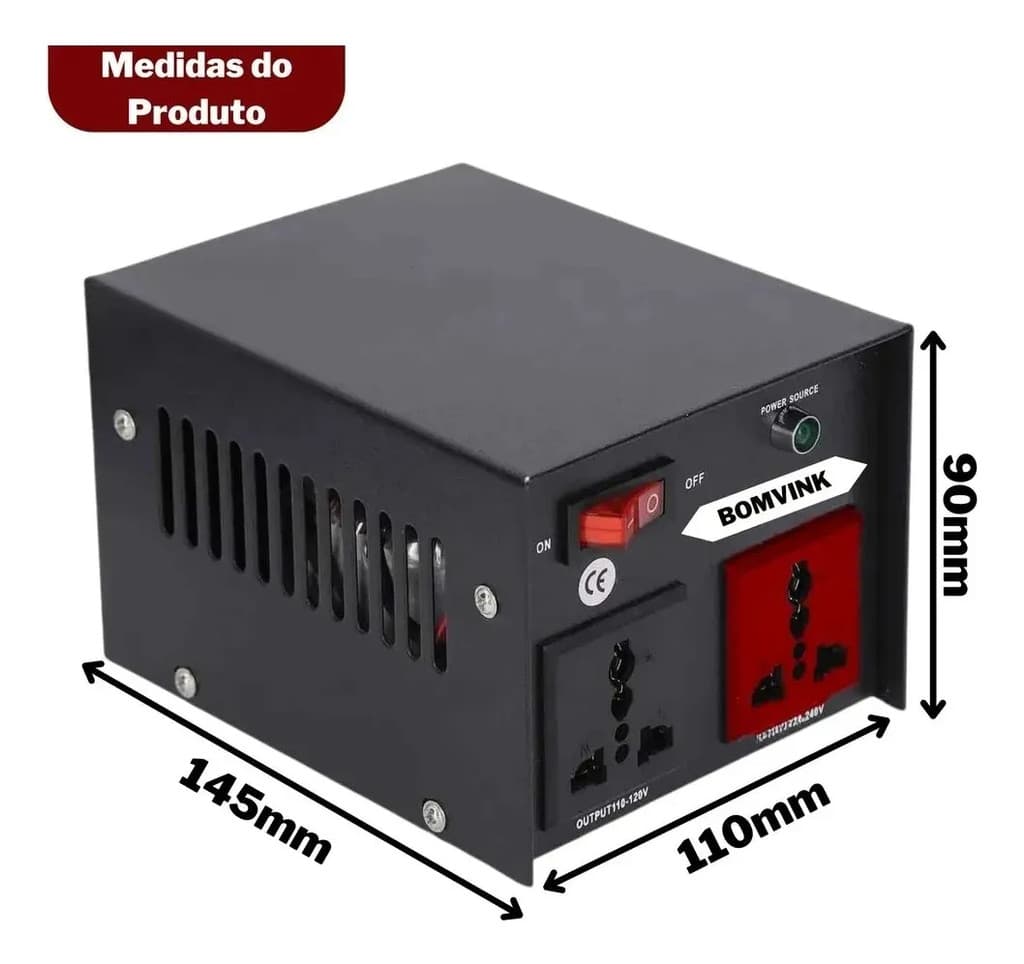 Transformador Bivolt 5000VA Bomvink BOM-9305 110/220 V Conversor de Voltagem