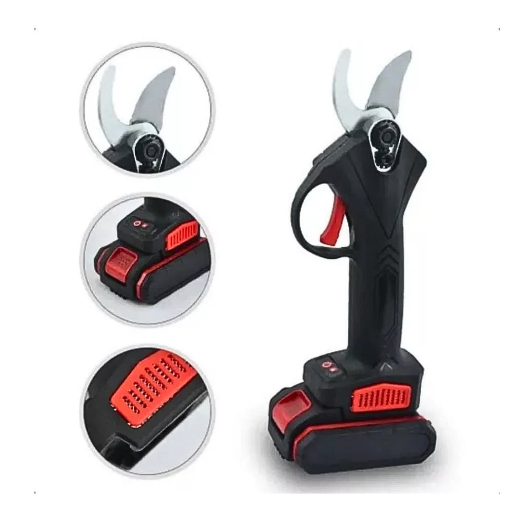 Tesoura de Poda Elétrica Sem Fio Com Maleta 02 Baterias 21V e Acessório T&Z TZ-180