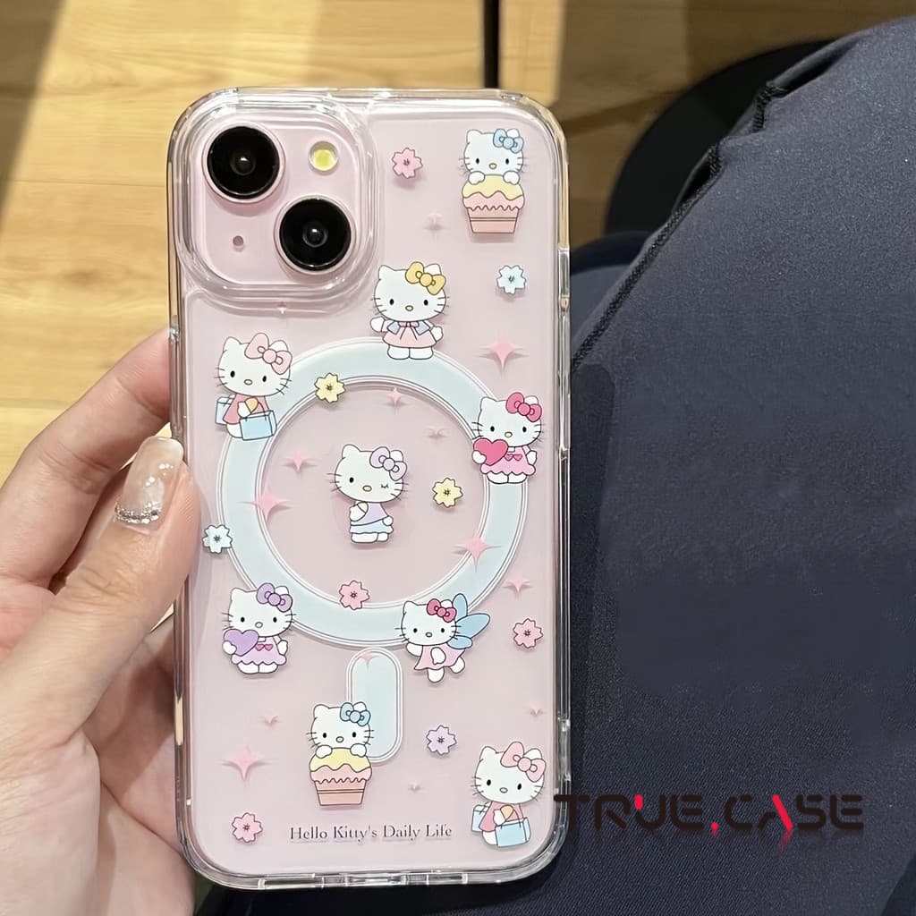 Capinha Capa de transparente gatinho rosa Para iPhone 11 14 15 16 12 17 13 pro max 7/8 plus produto em alta