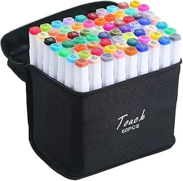 Caneta Ponta Dupla 60 Cores Kit Brush Pen Profissional com Estojo Para Desenho e Lettering