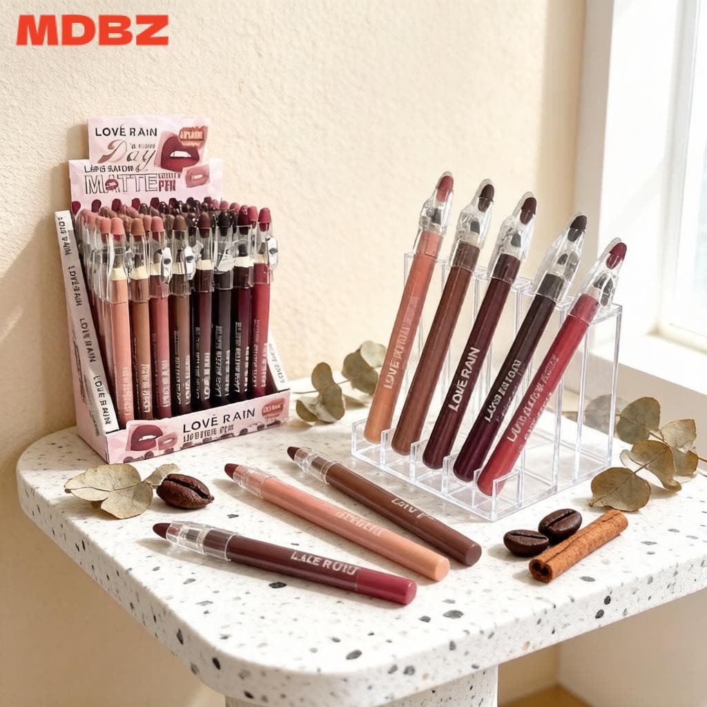 Kit Love Rain LR4502: Lápis Contorno Labial com Final Mate, À Prova D'água e de Longa Duração. Ideal para o Dia a Dia