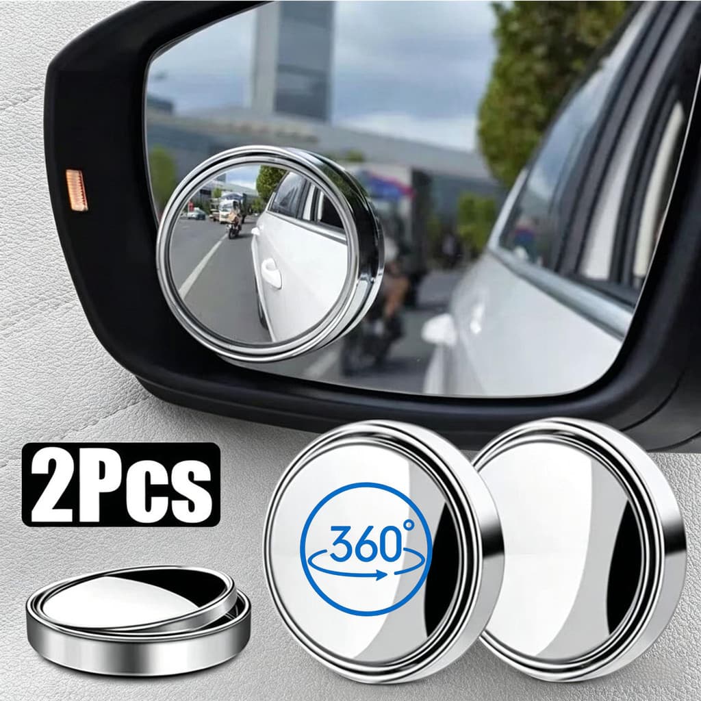 2pcs Espelhos de 360° Ângulo Ampla para Ponto Cego, Convexos, Auxiliares de Retrovisor XT-003