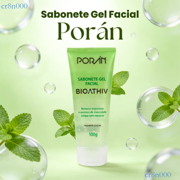 Sabonete Facial Limpeza Vegano Bioathiv - Gel de Limpeza para Pele Mista a Oleosa, 100g PR114 ✨cr8n000