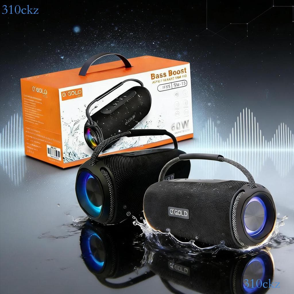 Caixa de Som A'Gold Bluetooth com Efeitos de Luz RGB e Resistência à Água SM-15 💖310ckz