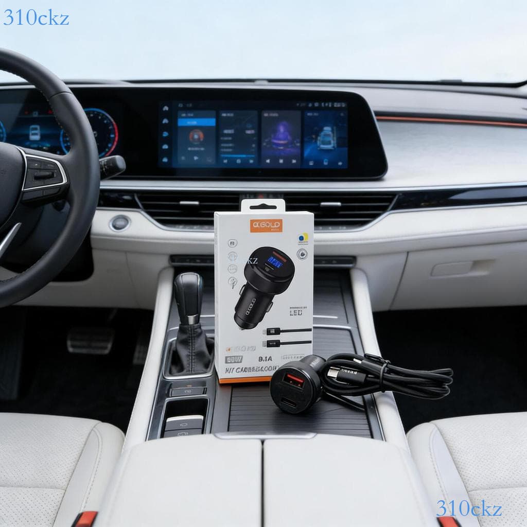 Carregador para Carro A'Gold 60W PD - 9.1A, Exibição LED, com Cabo, Carga Rápida no Veículo | CJ12-2 💖310ckz