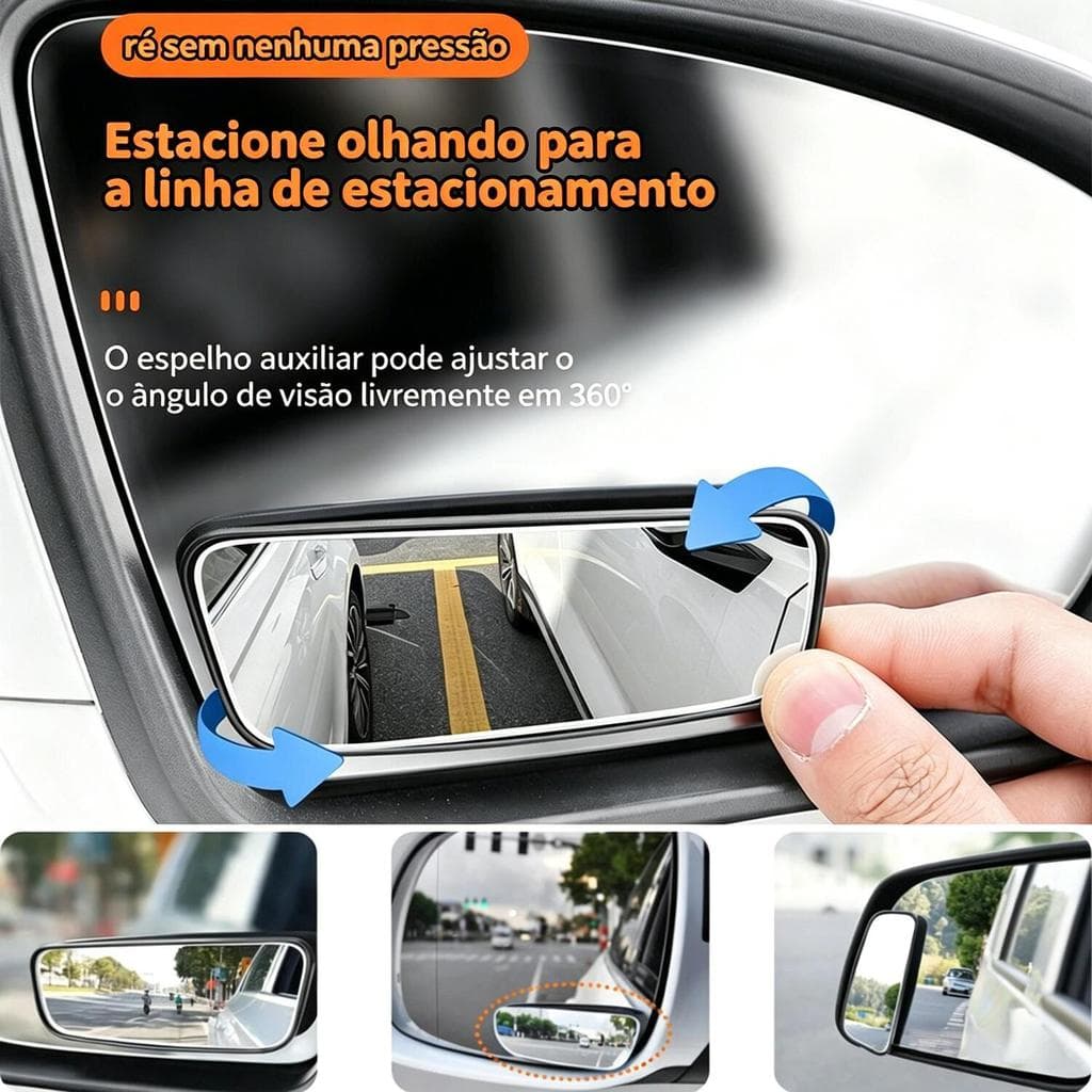 Espelho de Retrovisor de Carro, Auxiliar Ajustável Universal, Ponto Cego 3R-059