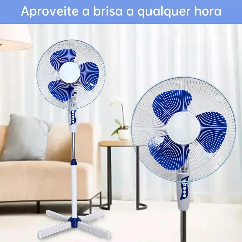 Ventilador de Coluna Ajustável Branco e Azul 130cm