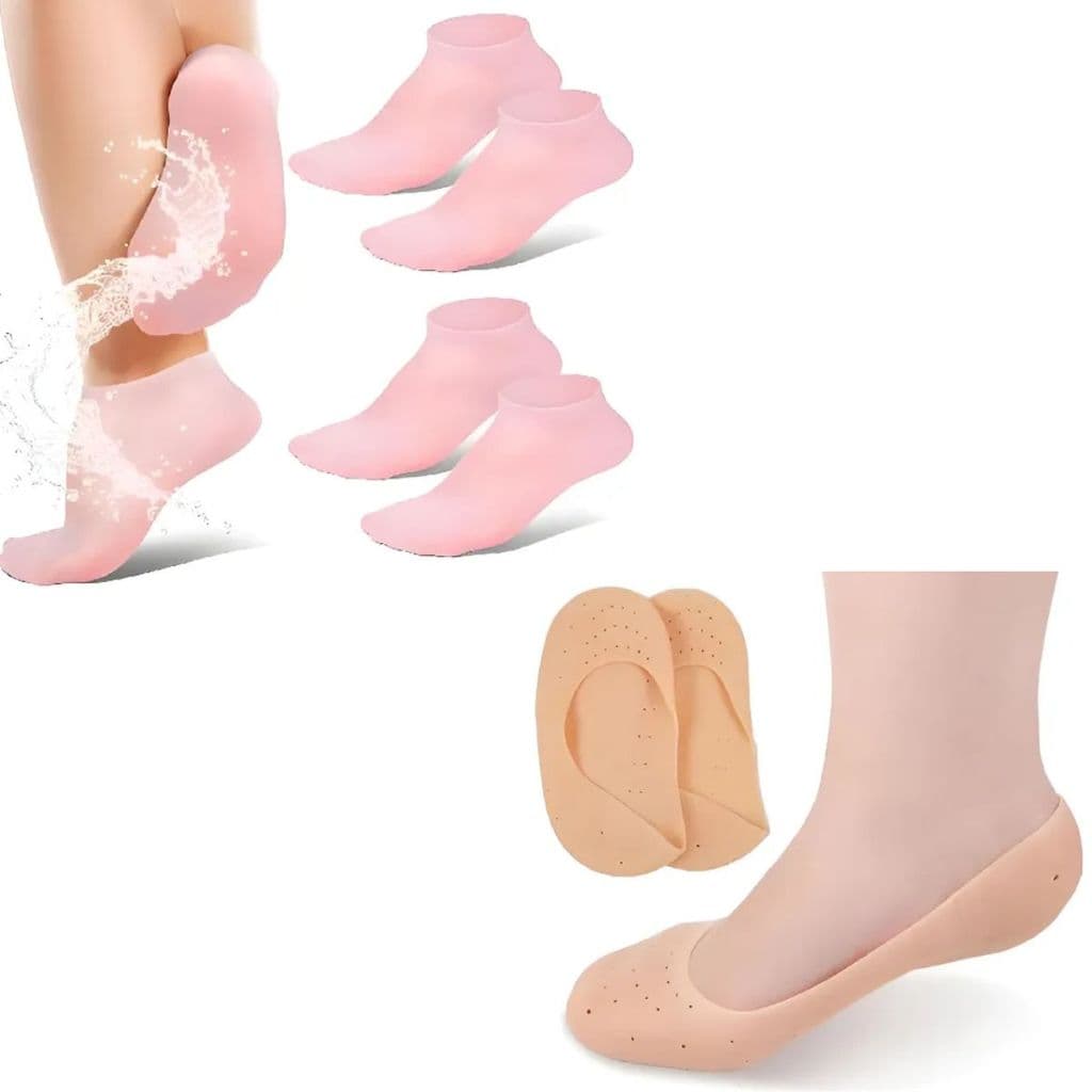 Meias Silicone Anti Rachadura Hidratacao Sapatilha Pes Par