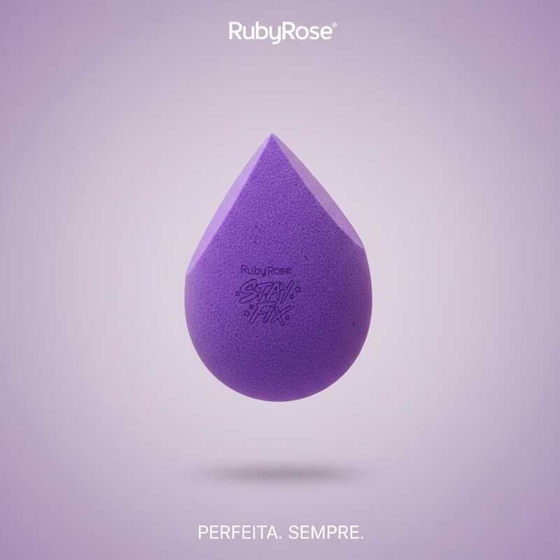 Esponja Chanfrada De Maquiagem Para Base Ruby Rose Stay Fix Twofix Blender