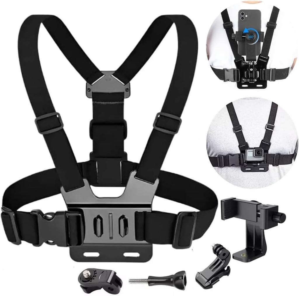 Suporte de Peito Para Celular e Gopro Peitoral Peito Ajustável Câmera Esportivo Moto Bike Corrida