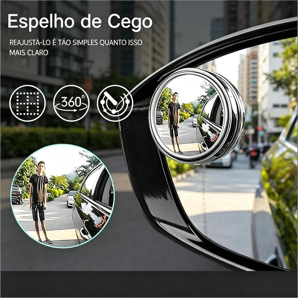 2pcs Espelhos para Retrovisor, Redondos Convexos, Rotação 360° XT-003