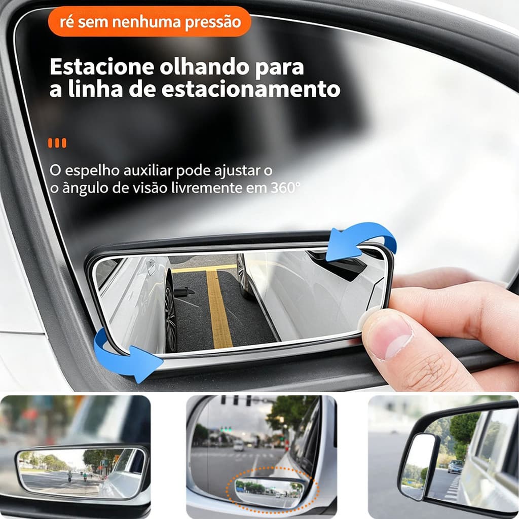 Espelho Auxiliar para Carro e Moto, Retrovisor Ajustável Universal 3R-059