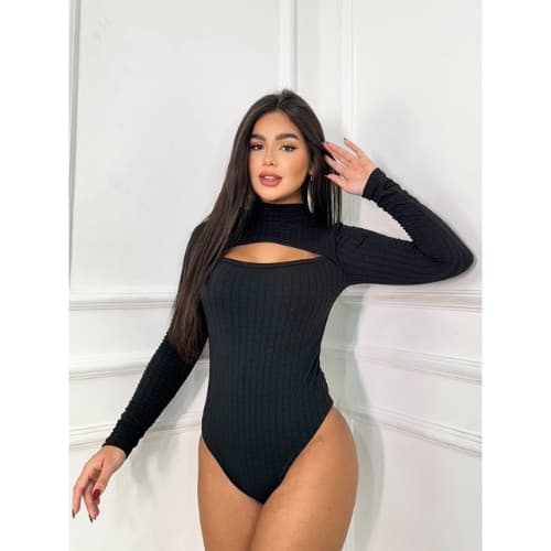 Body Feminino Elegante com Manga Longa e Gola Alta