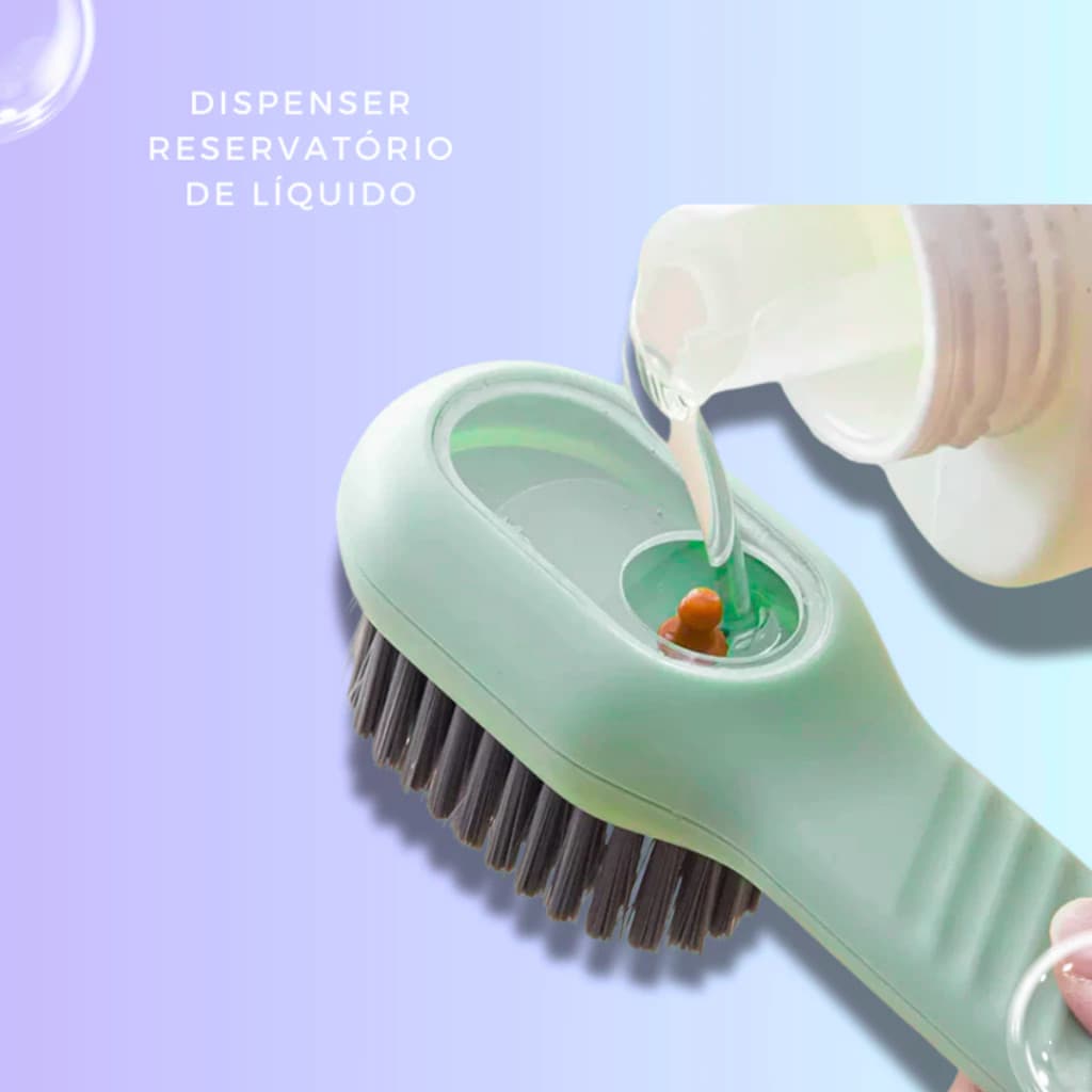 Escova com Dispensador de Sabão Integrado | Limpeza Rápida e Prática