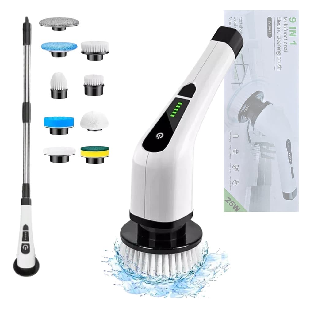 Esfregão Elétrico 9 em 1 Escova Giratória 25W Sem Fio com Extensor T&Z JY-6010