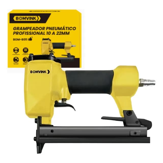 Grampeador Pneumático Profissional 10 a 22 mm Pistola Ar Compressor Alta Performance