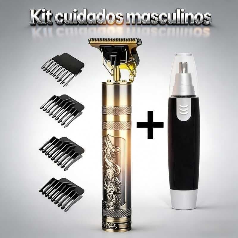 Kit Cuidados Masculinos – Barbeador + Aparador de Pelos Máquina de Cortar Cabelo Dragão