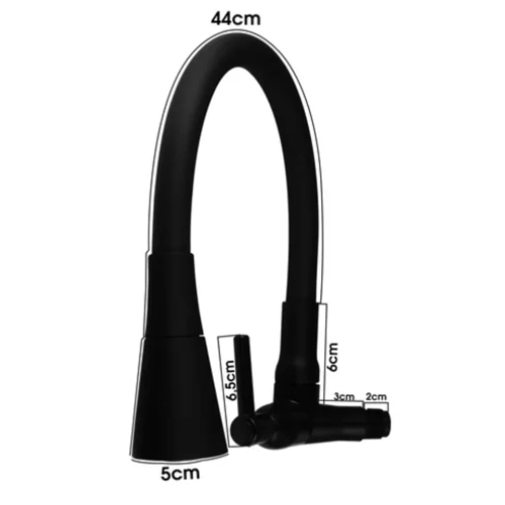 Torneira Gourmet de Parede Cozinha Pia Dois Jatos Preta Abs