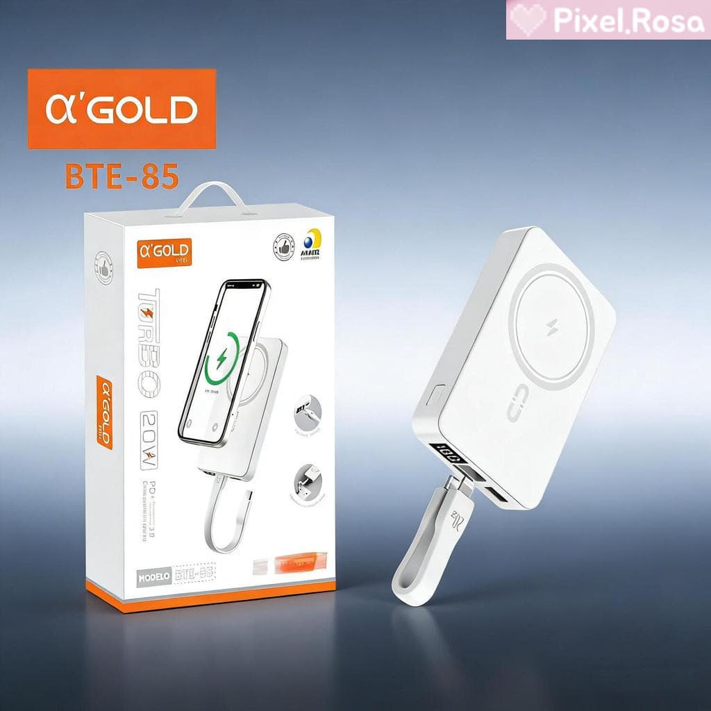 Power Bank 10000mAh A'Gold com Carregamento Magnético Sem Fio 20W BTE-85 [Original]
