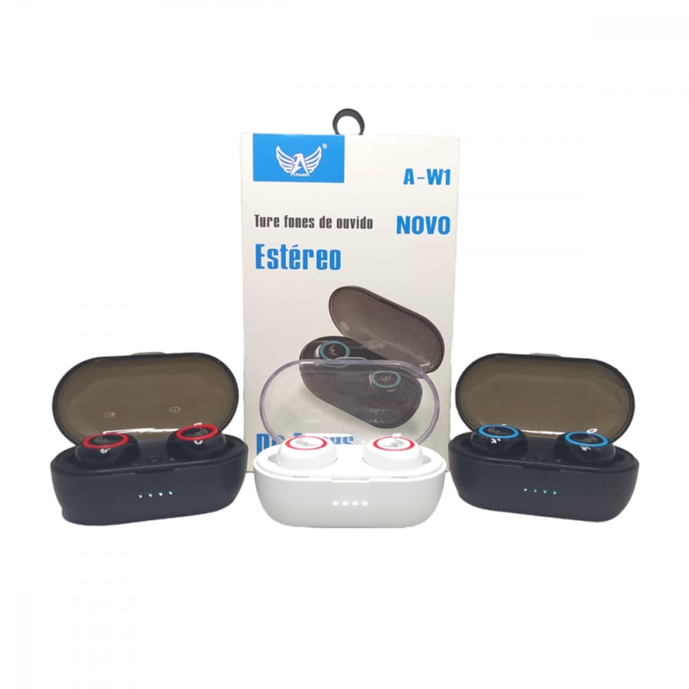 Fone de Ouvido Bluetooth com Case de Carregamento Altomex A-W1/J-60G (***PRETO COM AZUL - ESGOTADO)