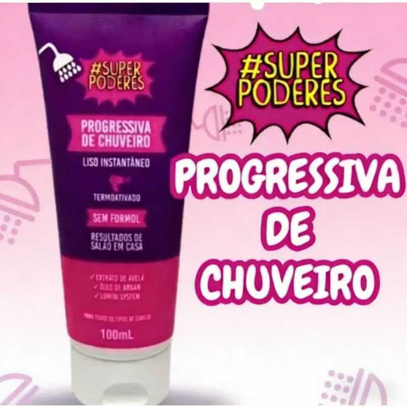Progressiva para Chuveiro Super Poderes - Sem Formol, Efeito de Cabelo Alisado ECSP01