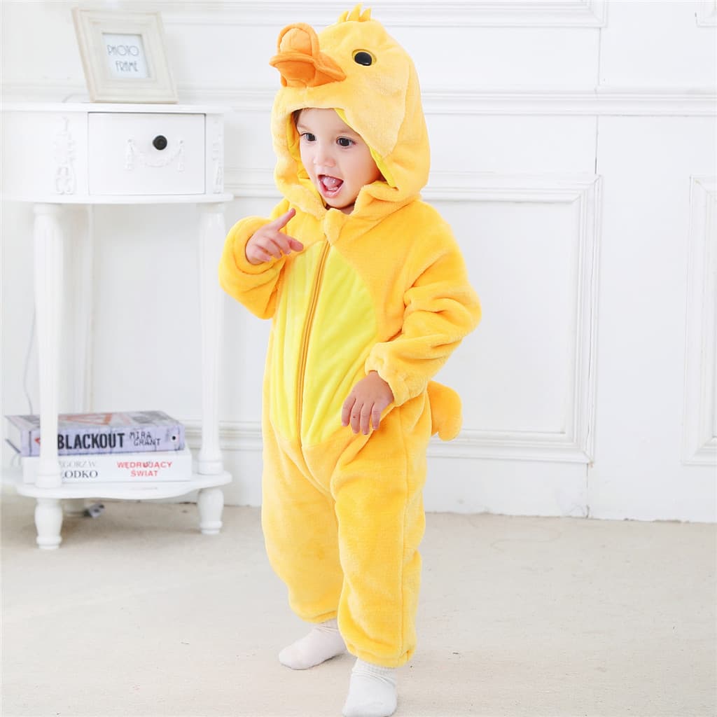 Kigurumi Bebê Bonito Pato Ponto Panda Vaca Coelho Dos Desenhos Animados Macacão Infantil Crianças Animal Meninas Meninos