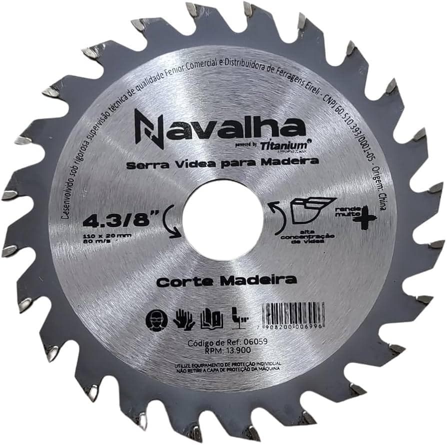 Disco De Serra Circular Para Madeira 6059 Navalha Tamanho: 4.3/8" X 110 Mm X 24