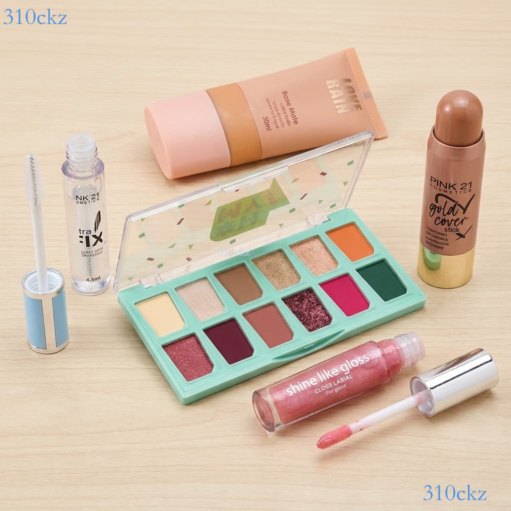 Kit 5 Peças: Base + Sobrancelha Líquida + Corretivo + Gloss Labial + Paleta de Sombras | Presente Dia das Mães ✨310ckz