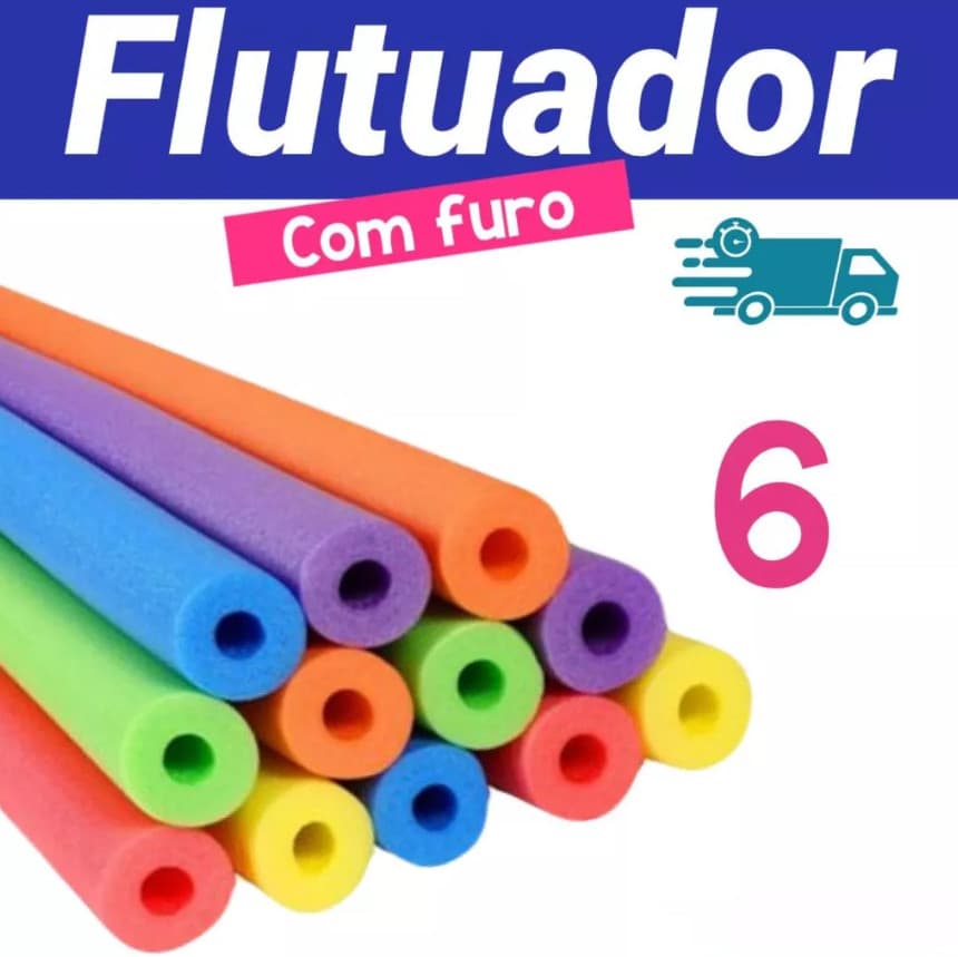Kit 6 Macarrão Flutuador Piscina – Boias Espaguete com Furo para Praia/Hidro Cores Sortidas