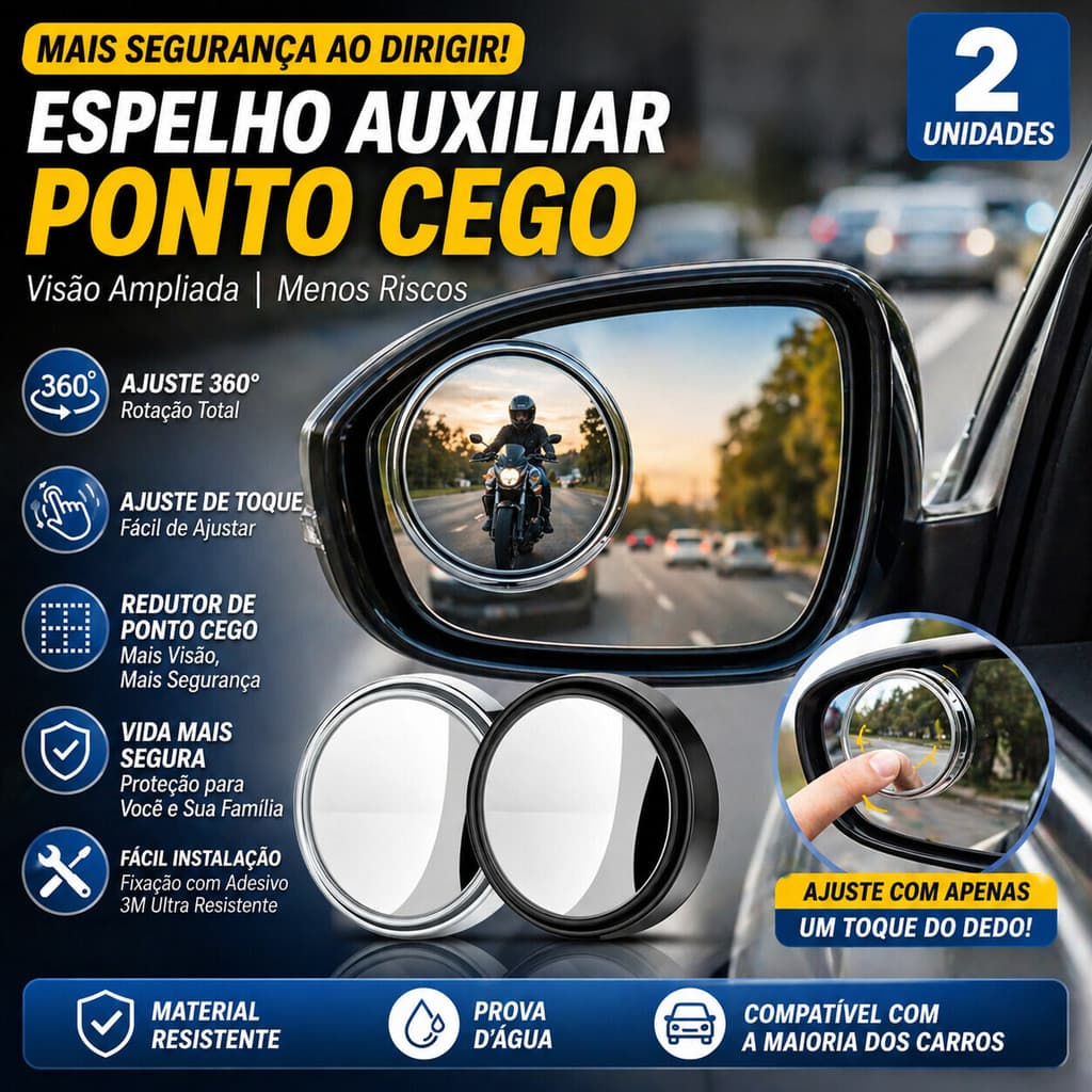 Espelho Auxiliar Carro | Redutor de Ponto Cego 2pcs