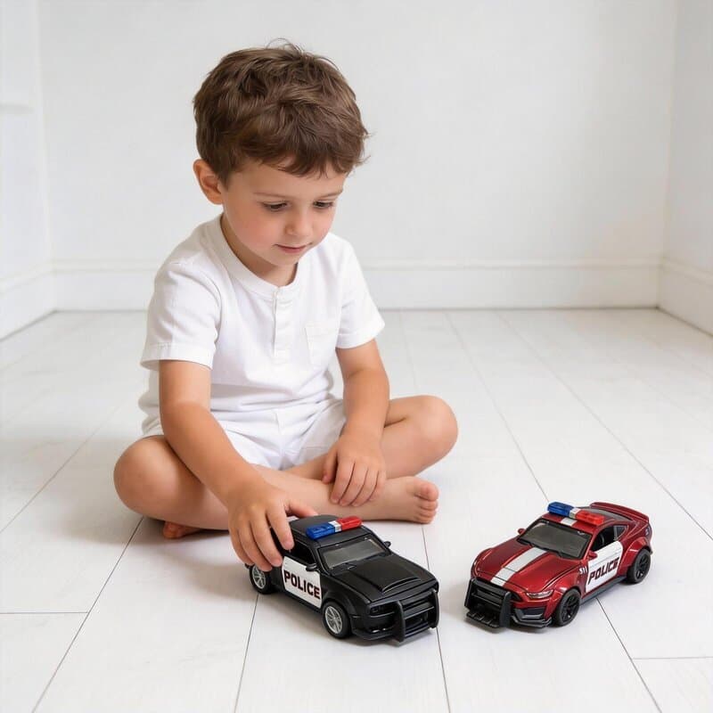 Kit 1 ou 2 Carrinhos De Polícia Metal Miniatura Abre Capô Brinquedo Infantil