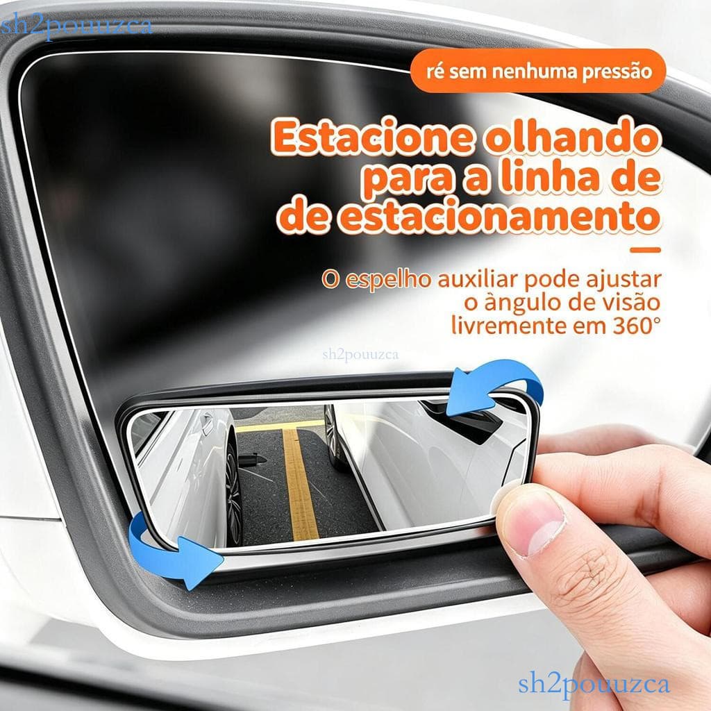 Kit 1/2 360°Espelho auxiliar ajustável para ponto cego de carro, espelho retrovisor quadrado grande angular ✨sh2pouuzca