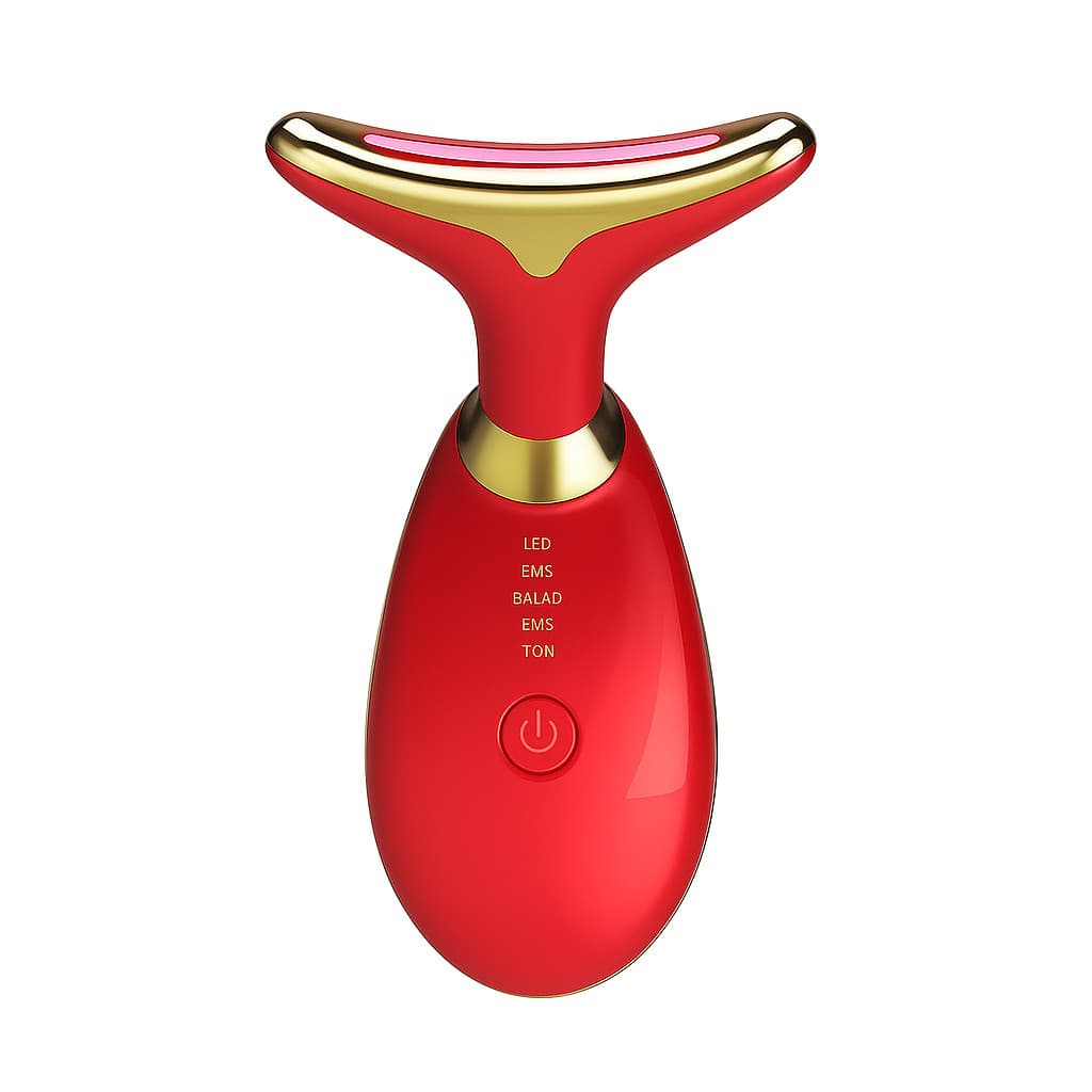 Massageador Facial e Pescoço LED Fototerapia Anti Rugas USB Rejuvenescimento