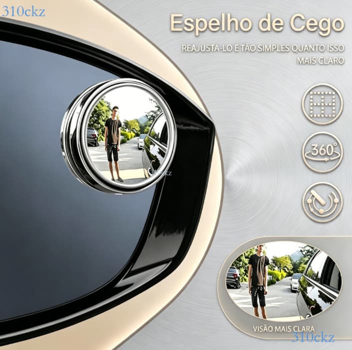 Espelho Olho de Boi 360° - Elimina Ponto Cego, Visão Ampla HD, Universal para Carro e Moto ✨310ckz