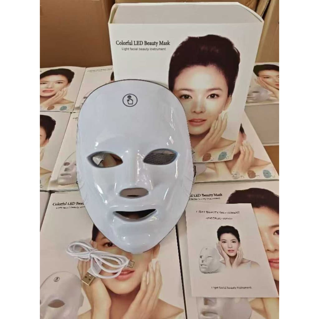Máscara Facial LED com 7 Cores – Fototerapia Para Rejuvenescimento, Clareia a Pele e Controla Acne