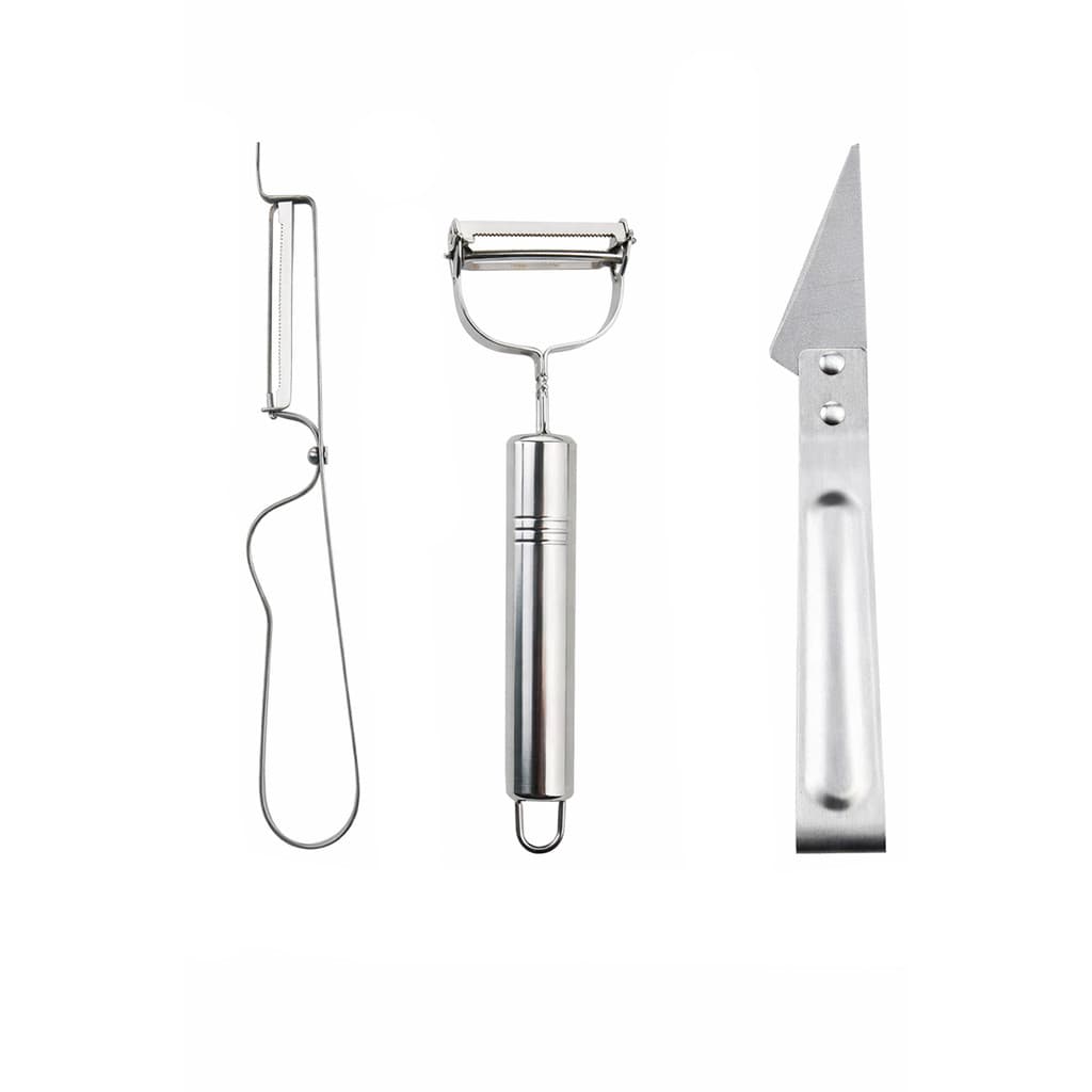 Jogo 3 Descascadores De Frutas E Legumes Inox Premium Inox